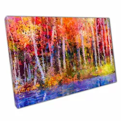 Buy Abstract Oil Painting Aspen Trees Woodland Forest Impressionist Print Canvas • 9.70£
