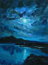 Buy Moon Sky Cloud Painting IMPRESSIONISM Original Art Oil On Canvas By A Onipchenko • 513.08£