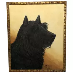 Buy Fine Early 20th Century Watercolour Portrait Black Scottie Terrier Dog  Jock  • 965£