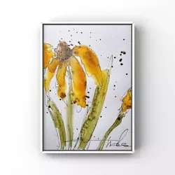 Buy Coneflower Painting Echinacea Art Watercolor Painting Minimalist Floral Art Gift • 20.72£