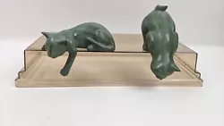Buy Antique Pair Of Cats Kitty Sculpture Bronze Figurine Patina Green • 99.22£