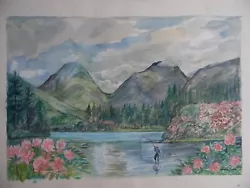 Buy Scottish Landscape Glen Coe Valley Fisherman. Ed Morgan Original Watercolour • 38£