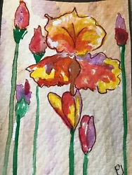 Buy ACEO ,2.5 X 3.5 Inches Watercolor Painting By PJ, Iris • 2.91£