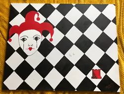 Buy Black & White Handmade Painting With Red Details Size 102x81 Cm • 8.99£