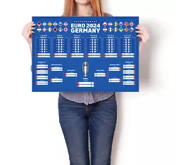 Buy Euro 2024 Football Tournament Poster Planner Chart Dark Blue Fully Laminated • 9.99£