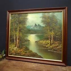 Buy Original Oil Painting On Canvas Framed Signed Large Landscape Vintage Mountains • 40£
