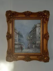 Buy Beautiful Parisian Boulevard Scene Oil Painting Signed BURNETT • 125£