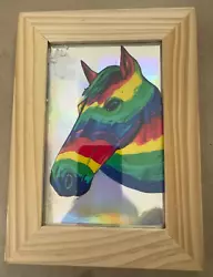 Buy FRAMED SMALL ART PAINTING PRINTS - Rainbow Horse • 5£