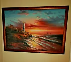 Buy Signed Hand Painted Lighthouse Painting By M. Andrea - Oil On Canvas 70 X 100cm • 199.99£