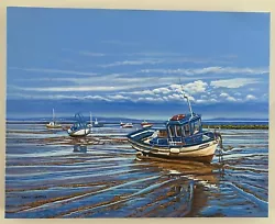Buy Lovely Original Acrylic Painting Of Boats On Beach On Stretched Canvas • 99.99£