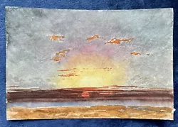 Buy Antique Miniature Seascape Watercolour - Sky At Sunset, George Chance, C.1880 • 5£