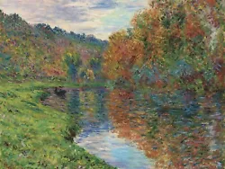 Buy Autumn River Nature Landscape 18 X 24 In Rolled Canvas Print Vintage Painting • 74.65£
