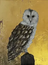 Buy Original Painting Owl With Gold Leaf Background On Canvas • 21£