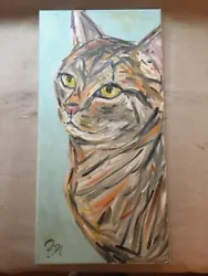 Buy Tabby Gray Cat Tiger Profile Painting, Pet Portrait 10x20, Original Oil Gretchen • 32.25£