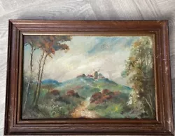 Buy Vintage Old Oil Painting Signed Original Wooden Frame Windmill Landscape • 35£