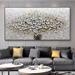 Buy AA1986 Modern 100% Hand-painted Oil Painting Thick Abstract Flower Unframed • 28.14£