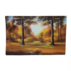 Buy MCM Vibrant Bob Ross Style Happy Trees Fall Autumn Unstretched Oil Canvas Art • 62.16£
