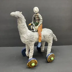 Buy Judie Bomberger  Folk Art Sculpture Toby 2002 TOY HORSE PENGUIN BOY • 66.14£