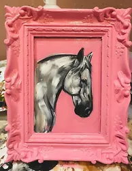 Buy Horse Portrait Painting Sculpture Handpainted Artwork In Vintage Style Frame • 20£