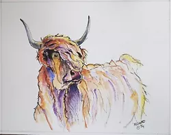 Buy Highland Cow Original Water Colour Painting, 7x9in, With Certificate • 15£
