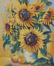 Buy Clearance Sale To Collect Painting Sunflower Signed Gedemann Dated 70 • 367.81£