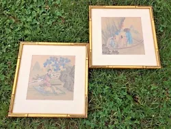 Buy Antique ONE OF A KIND Set Of 2 FINE ART Chinese PAINTINGS Immortals In Love Boat • 7,874.95£