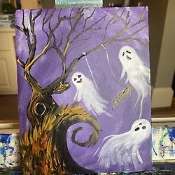 Buy Paintings On Canvas Original 8/10 Inches,abstract Ghost,Halloween, • 19.24£