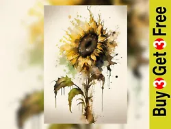 Buy Radiant Blooms: Sunflower Watercolor Painting Print - Vibrant Floral Artwork 5x7 • 4.49£