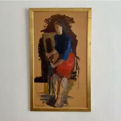 Buy Large Framed Vintage Swedish Abstract Modernist Figure Woman Girl Oil Painting • 356£
