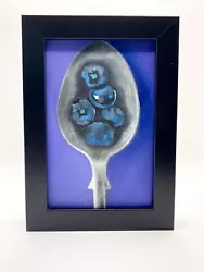 Buy Blueberries Original Oil Painting- MINI FRAMED Realistism Spoon Fruit Artwork • 60£