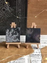 Buy Two Miniature Hand Painted Galaxy Paintings With Easels • 5£