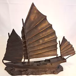 Buy Bronze Sculpture Sharp Numbered 76/160 Chinese Junk Boat Ship Sails Ocean • 424.30£