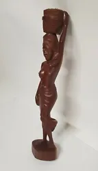 Buy Wood Carved 17  Beautiful Nude Woman Holding Basket Art African Sculpture Base • 124.32£