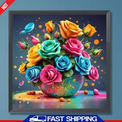 Buy 5D DIY Full Round Drill Diamond Painting Colourful Flowers Kit Home Decor30x30cm • 5.55£