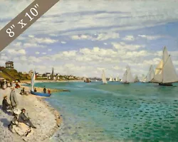Buy Claude Monet Beach Scene Painting Giclee Print 8x10 On Fine Art Paper • 14.17£