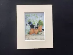 Buy Aceo Original Watercolour Painting By Toni Mischievous Cats Around The Pots • 7.30£