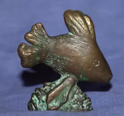 Buy Vintage Hand Made Small Bronze Fish Statuette • 56.42£