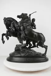 Buy Antique French Heavy Bronze Sculpture Horse Rider Signed Emmanuel Fremiet 19th C • 5,457.34£