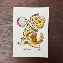 Buy Louis Wain (after) Tambourine Cat - Original Watercolour Painting - Signed • 29.99£