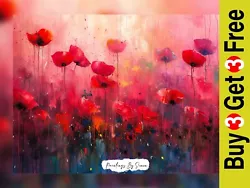 Buy Red Poppies Painting Print 5 X7  On Matte Paper - Lively Floral Art • 4.99£