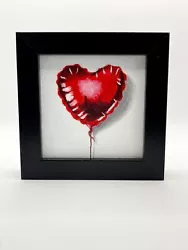 Buy Heart Balloon Oil Painting-FRAMED Mini Love Original Art Sale Red Helium • 50£