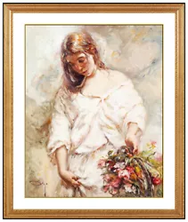 Buy Jose ROYO Original OIL PAINTING On CANVAS Female Flowers Signed Large Art Framed • 22,050.99£