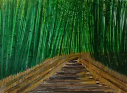 Buy Original Bamboo Forest Painting Hand Painted, Woods Gouache Home Decor A6 Signed • 6.77£