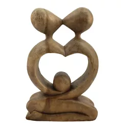 Buy Vintage Wood Sculpture Hand Carved Kissing Lovers In Love Heart Abstract Modern • 10.46£